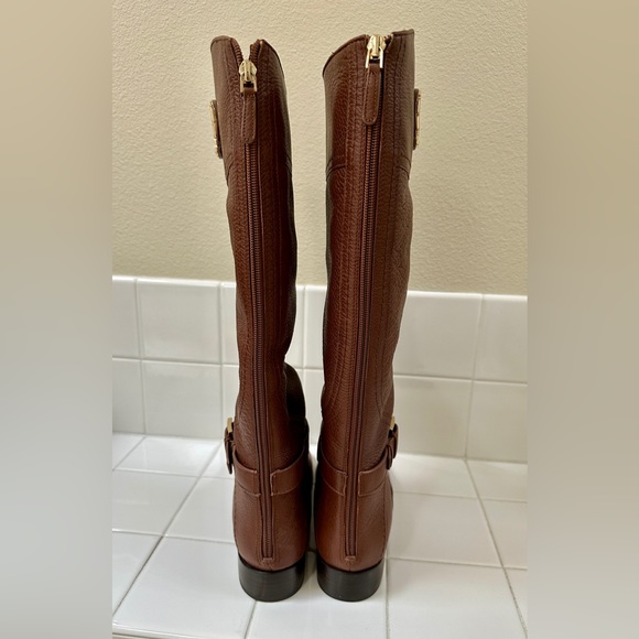 Tory Burch Women Adeline Tory Logo Brown Leather Riding Fashion Boots size 7.5 - Picture 6 of 11